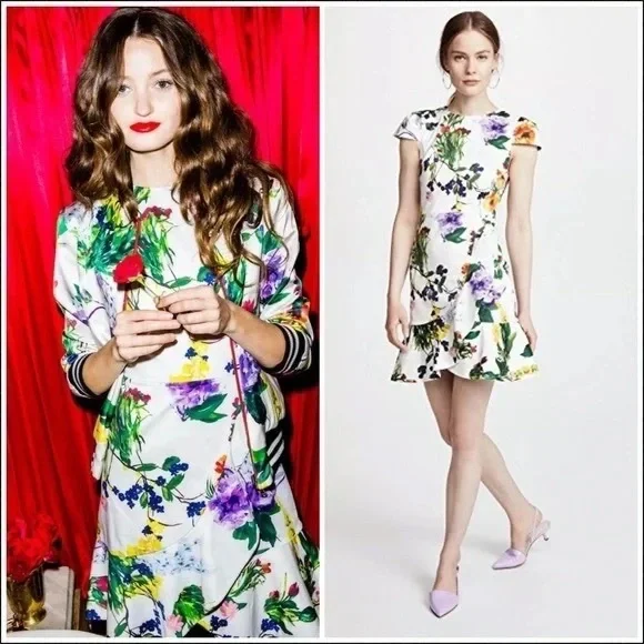 NWT Alice And Olivia Kirby Wildflower Ruffle Floral Dress New with Tags size 4 - Picture 3 of 7